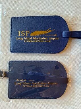 (ISP) Navy Leatherette Luggage Tag - Set of 2